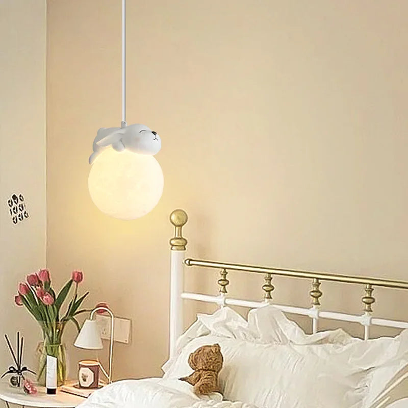 Afralia™ Animal Resin Pendant Lamps: Bear Rabbit Dog Sheep Bunny Chandelier for Children's Room