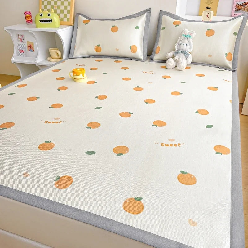 Afralia™ Luxury Ice Silk Cooling Mat & Pillowcase Set for Queen Bed