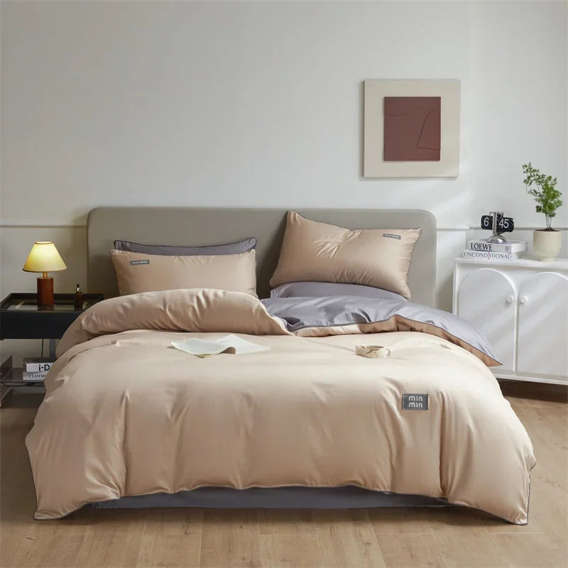 Afralia™ 100% Egyptian Cotton Solid Color Bedding Set - Queen King Single Size