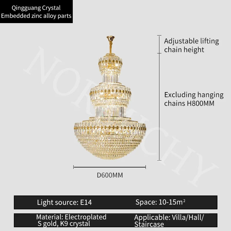 Afralia™ Crystal Hanging Lighting European Light Luxury Living Room Decor Luxury Hotel Lobby