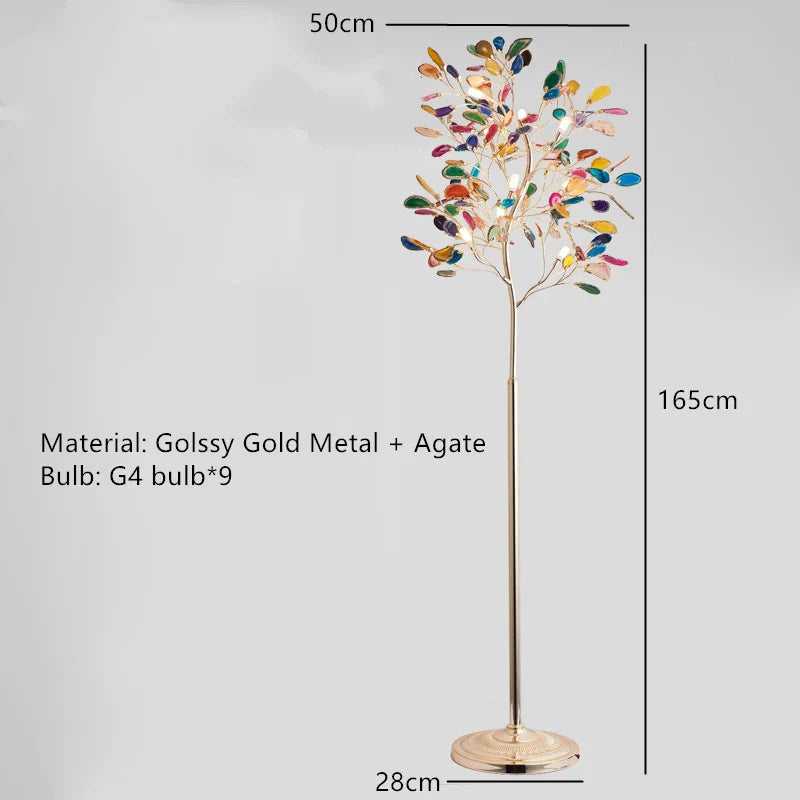 Afralia™ Agate Floor Lamp | Colorful Art Deco Design | G4 Bulb | Gold Metal