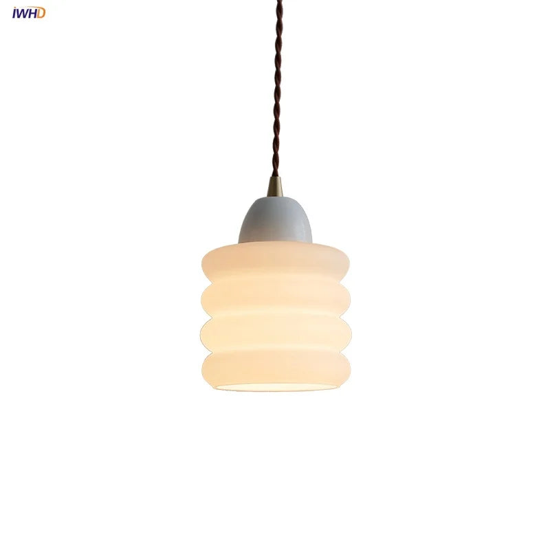 Afralia™ White Glass Adjustable LED Pendant Lamp Nordic Modern Hanging Lights