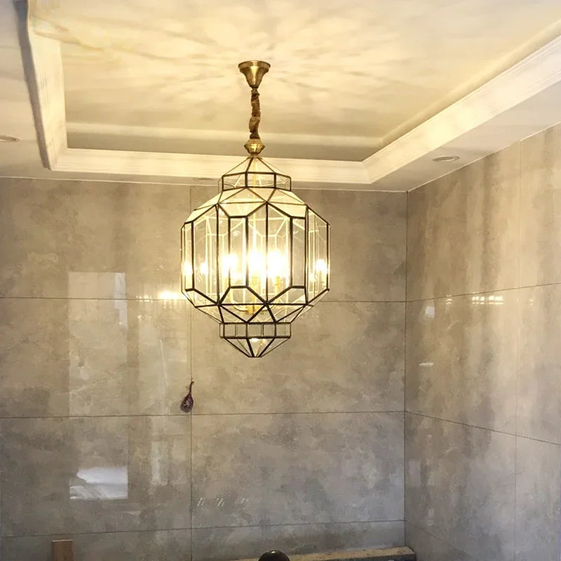 Afralia™ Antique Glass Pendant LED Lamp Copper Vintage Glass Pendant Light