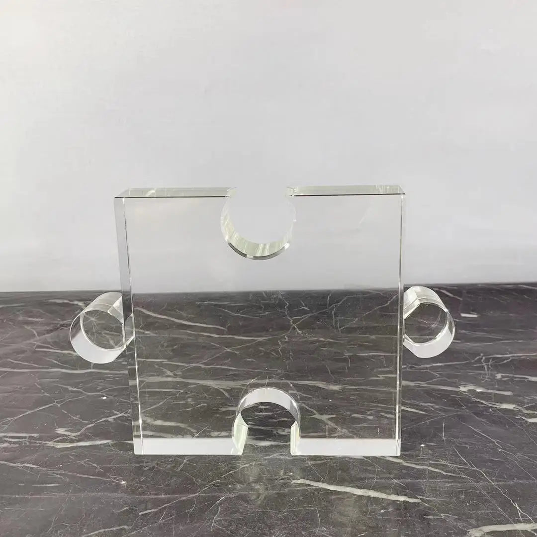 Afralia™ Crystal Geometric Puzzle Glass Sculpture Home Decor Figurine