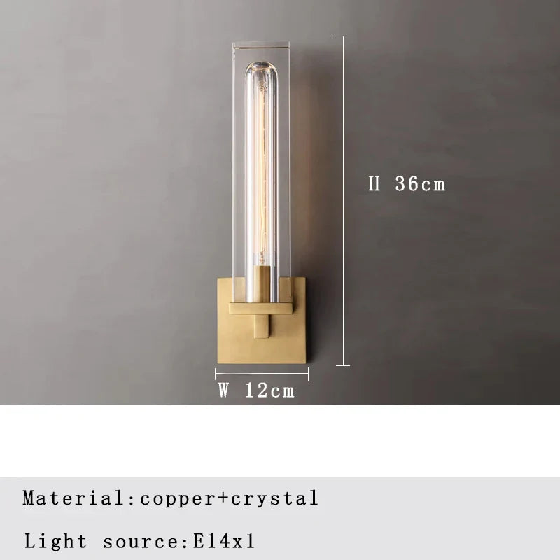 Afralia™ Bronze Copper Crystal Wall Lamps Luxury Lighting Fixture for Aisle Bedside Decor.