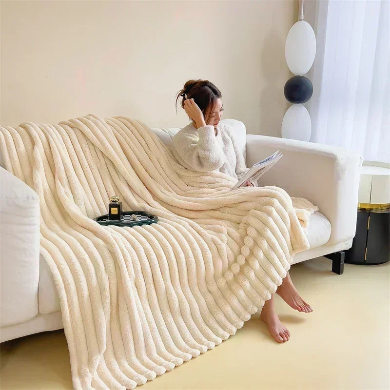 Afralia™ Velvet Rabbit Throw Blanket & Pillowcase Set: Soft, Fluffy, Warm Autumn Bedding