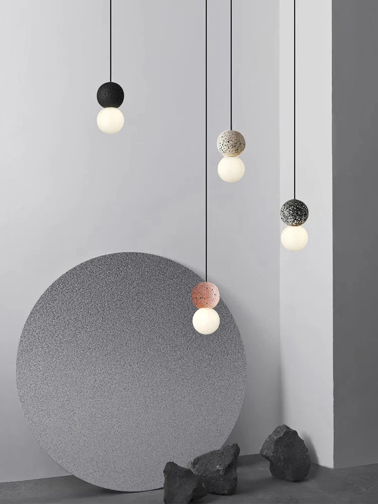 Afralia™ Nordic Industrial Cement Pendant Lights Glass Ball Luminaires for Dining Room