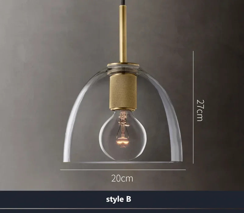 Afralia™ Clear Glass LED Pendant Light Gold Metal ChandelierMarshalAsLED Hanging Lamp