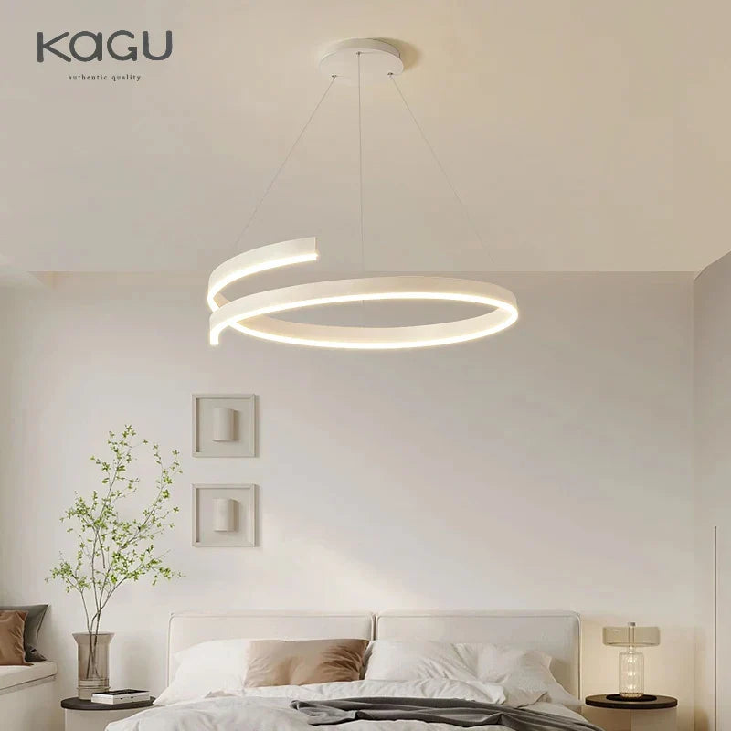 Afralia™ Black/White Spiral Chandelier for Living Dining Kitchen. Trendy Round Indoor Lighting Fixture.