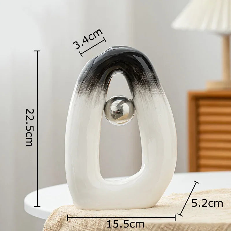 Afralia™ Silver Ball Ceramic Vase for Desk Decor with Artificial Flowers