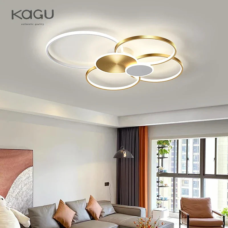 Afralia™ Modern LED Chandelier with Remote Control for Living Room & Bedroom Lighting