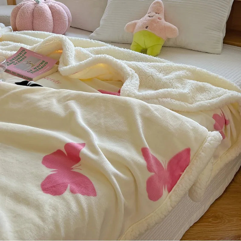 Afralia™ Cartoon Lamb Wool Blanket: Double-Layered, Thick & Warm for Children & Adults
