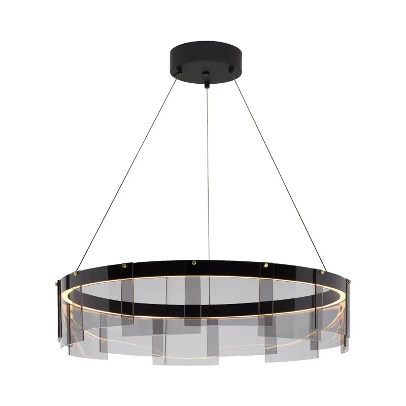 Afralia™ Glass Circle LED Pendant Light: Stratos Luxury Chandelier for Kitchen Island