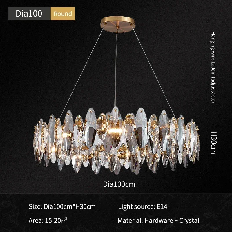 Afralia™ Modern Luxury Crystal Ceiling Chandelier for Dining Living Room Bedroom Hall