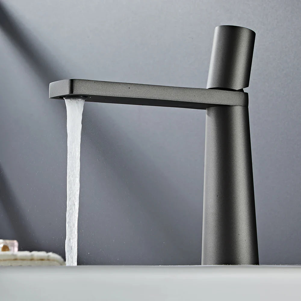 Afralia™ Brass Bathroom Faucet Mixer Tap, Black/Gold Finish, Single Handle Hot/Cold Lavatory