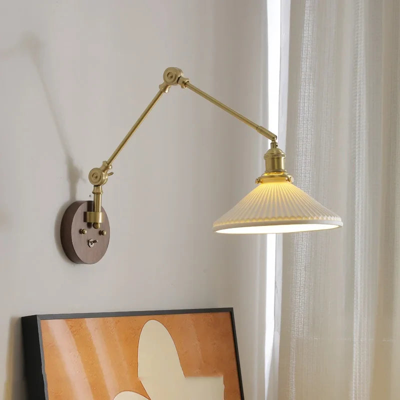 Afralia™ LED Wall Lamps Pull Chain Switch Modern Stair Light Fixtures, Ceramic Copper
