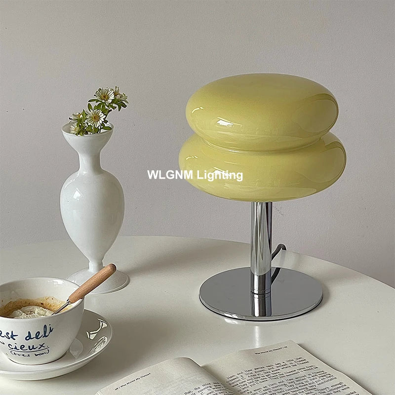 Afralia™ Macaron Glass Table Lamp: Elegant Desk Light for Bedroom and Living Room Décor