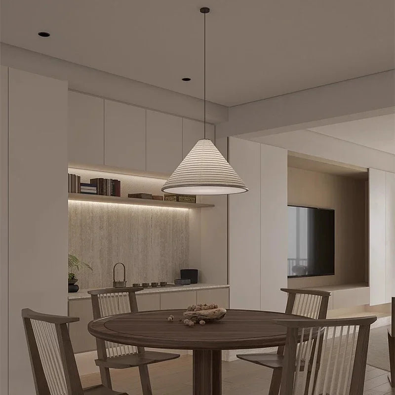 Afralia™ Wabi Sabi Rice Paper Chandelier LED Pendant Lights for Dining Room and Bar