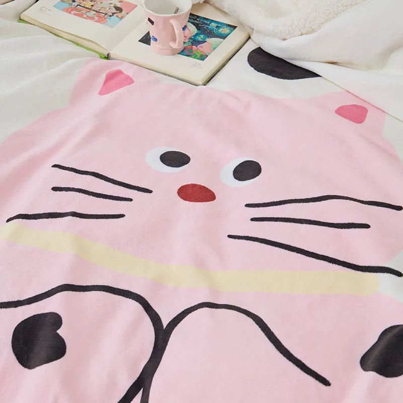 Afralia™ Lamb Fleece Cute Printed Blanket: Soft & Warm Double-Sided Throw Blanket