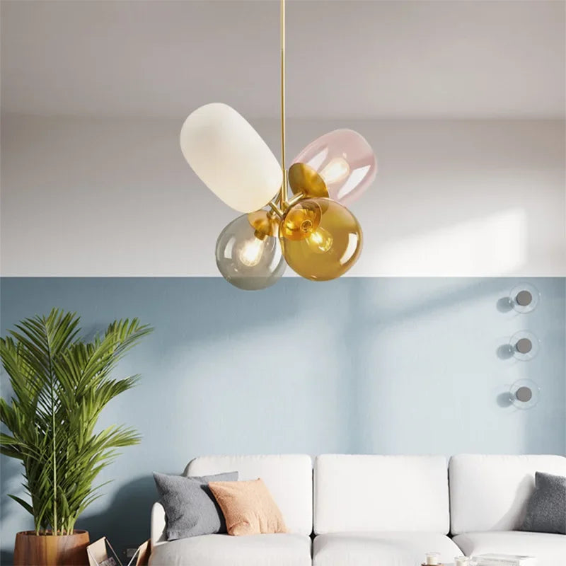 Afralia™ Glass Balloon Chandelier: Colorful Suspension Pendant Light for Living Room, Bedroom