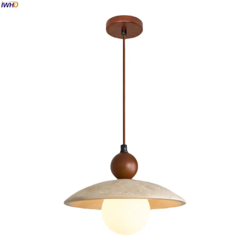 Afralia™ Yellow Travertine Glass LED Pendant Lights for Dining and Living Room
