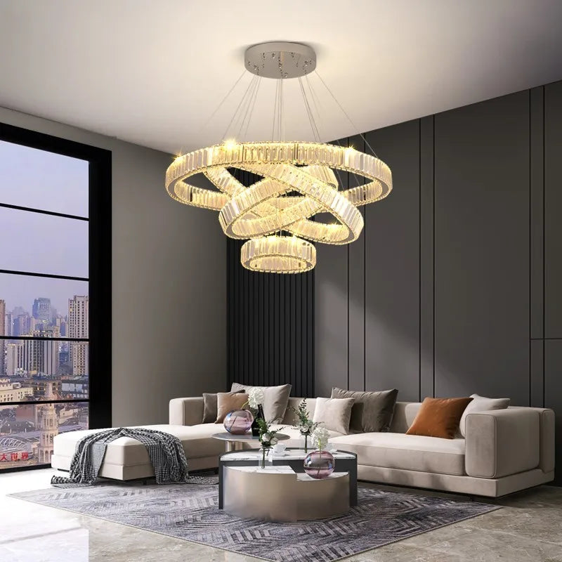 Afralia™ Crystal Chandelier: Modern Luxury LED Ceiling Pendant Light for Living Room and Building Hall