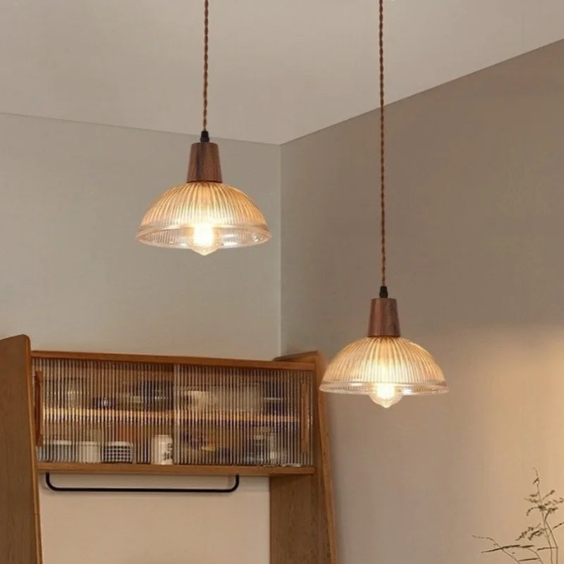 Afralia™ Vintage Amber Glass LED Pendant Lights for Bar Cafe Loft Living Dining Room