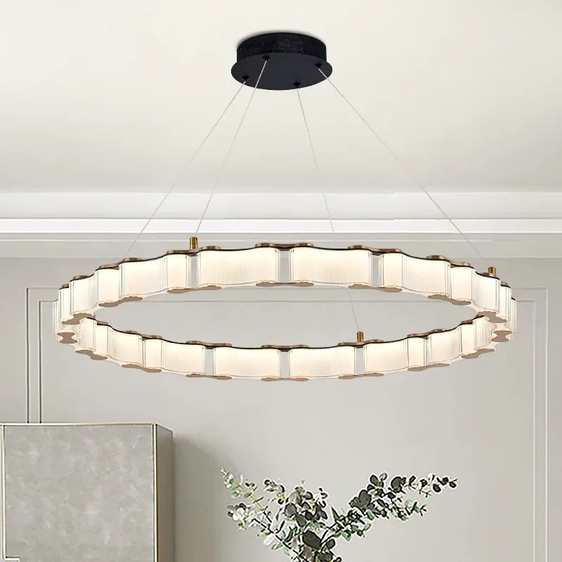 Afralia™ LED Chandelier: Modern, Acrylic, Round Rings Hanging Lamp for Dining Room and Kitchen