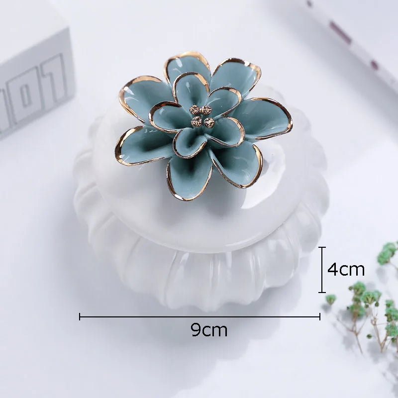 Afralia™ Rose Flower Ceramic Tea Canister Candy Pot Storage Jar