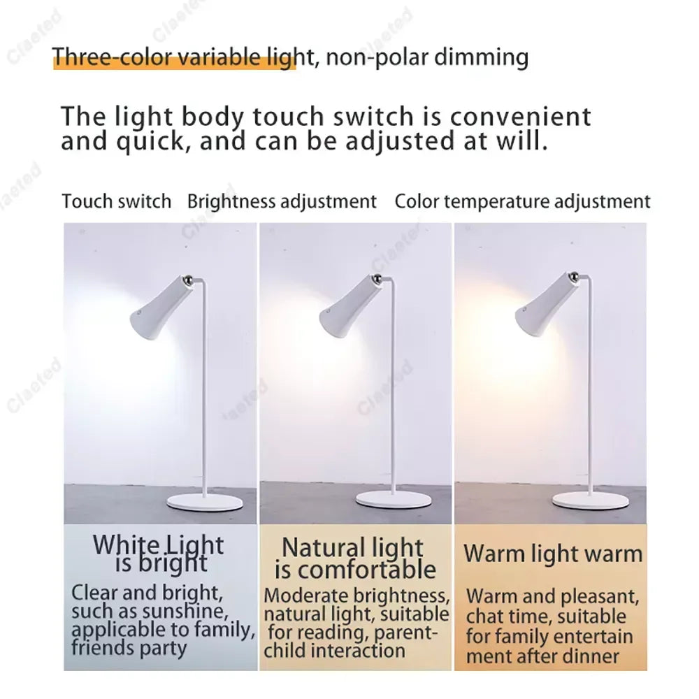 Afralia™ Touch Desk Lamp: Rechargeable Portable 3-Color Dimming Reading Night Light