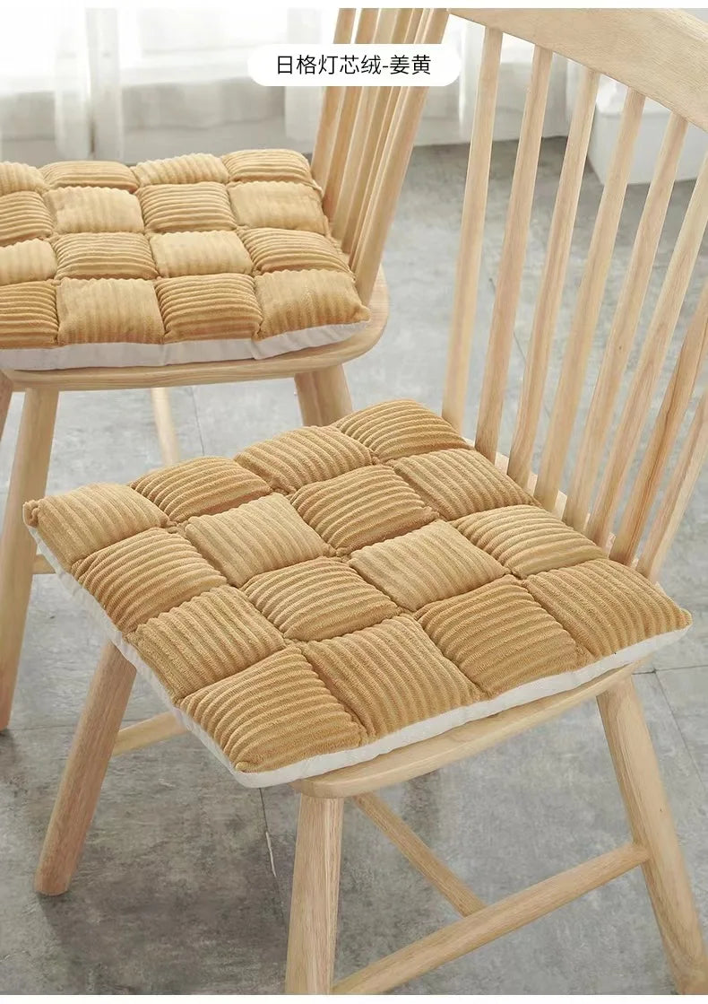Afralia™ Corduroy Cushion: Plaid Thickened Office Chair, Dining Chair, Sofa Floor Cushion