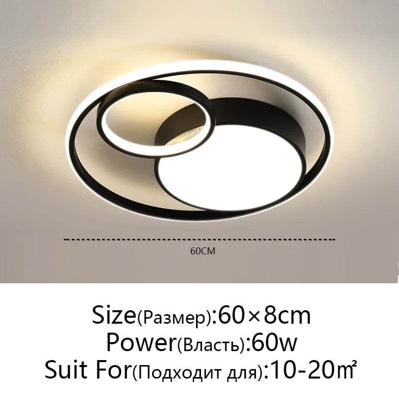 Afralia™ Black Modern LED Ceiling Lights, Dimmable Round Ring Light Fixtures for Living Room