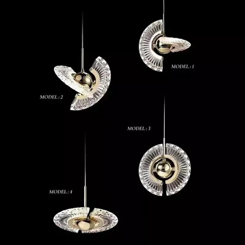 Afralia™ Rotatable Round Crystal Chandelier Ceiling Pendant LED Lights