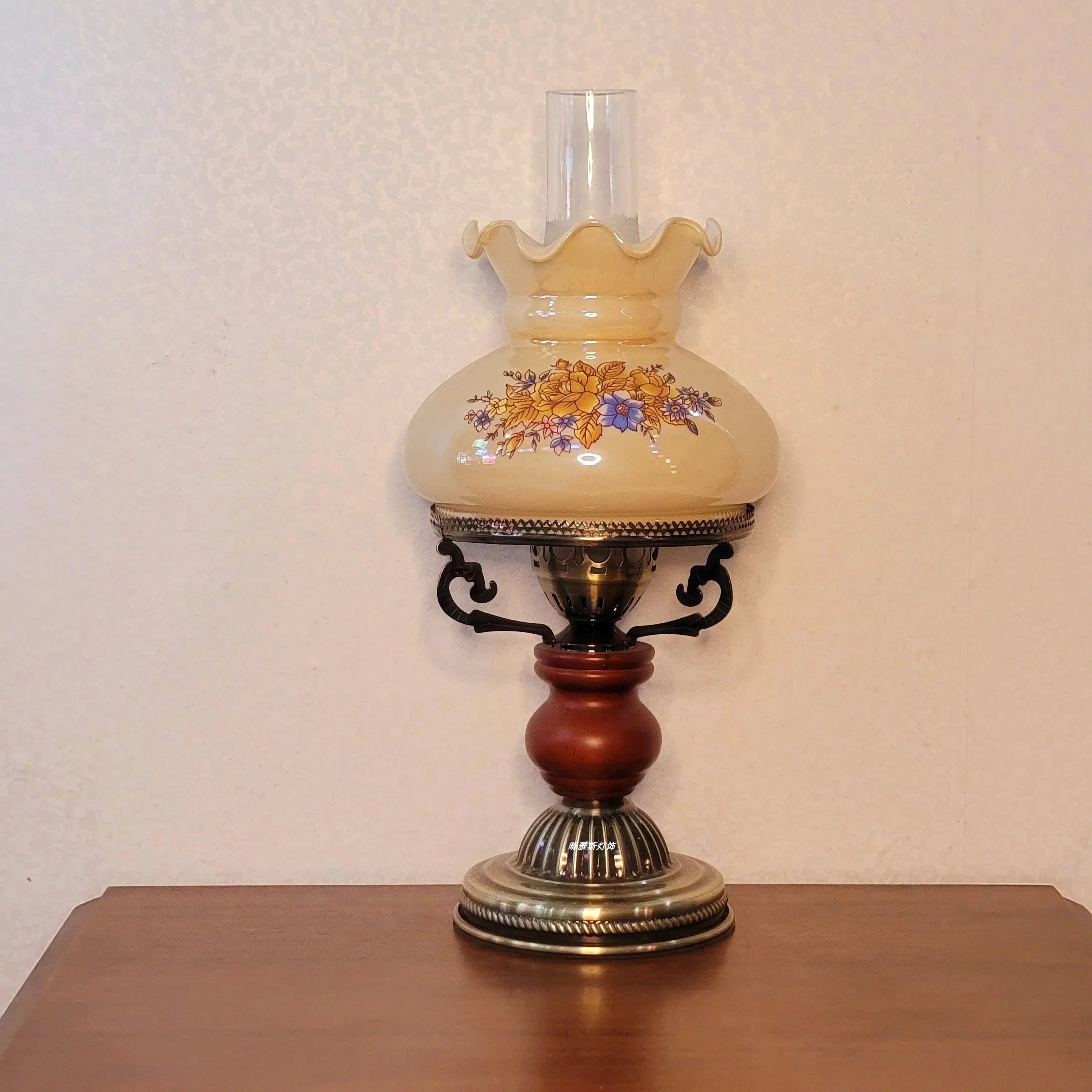 Afralia™ Vintage Solid Wood Desk Lamp for Living Room, Bedroom, and Study