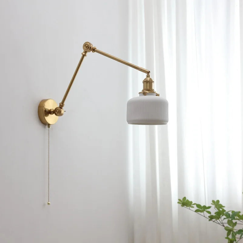 Afralia™ Nordic Ceramic LED Wall Sconce Pull Chain Switch Light