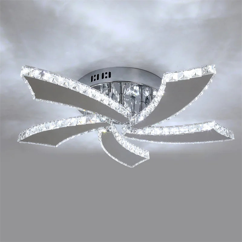 Afralia™ Smart Crystal Chandelier Ceiling Fan with LED Light & Remote Control