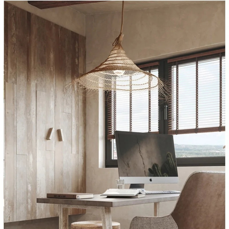 Afralia™ Ratten E27 Led Pendant Light: Japan Style Metal Hanging Lamp