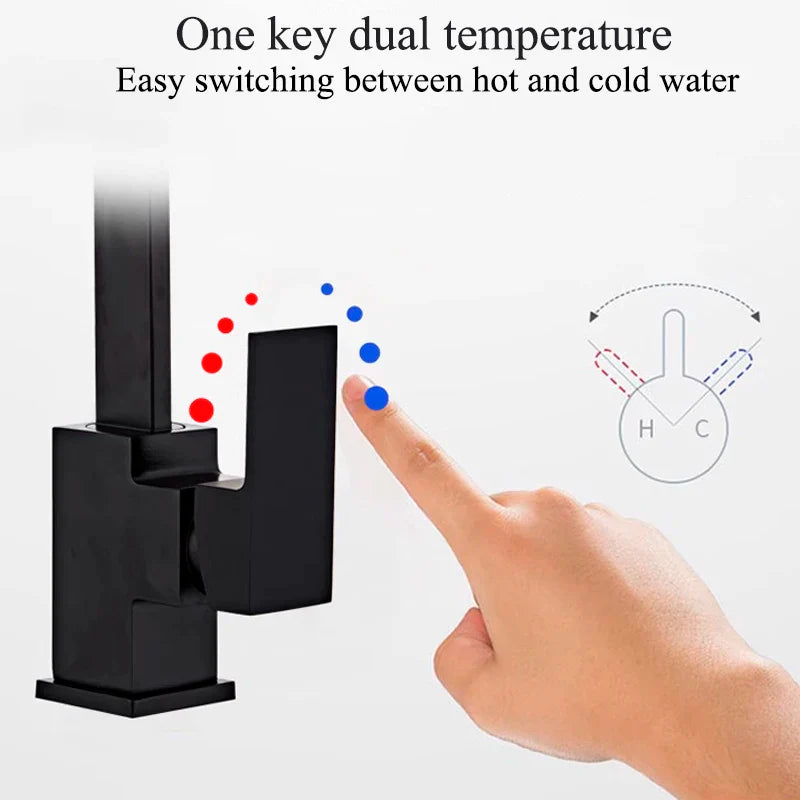 Afralia™ Matte Black/Chrome Kitchen Faucet 360 ° Rotation Cold Hot Mixer Sink Tap.