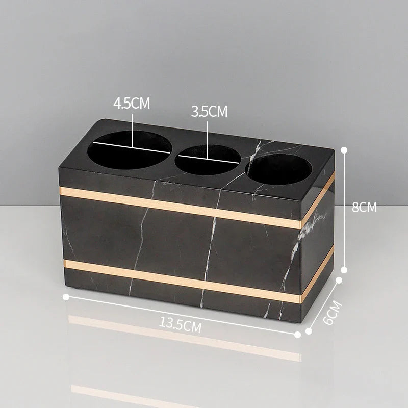 Afralia™ Nero Marquin Marble Bathroom Set with Gold Accents