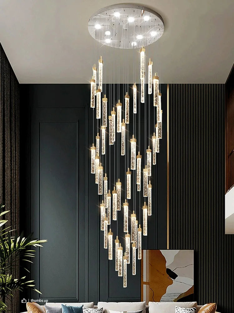 Afralia™ Crystal Ceiling Chandelier: Modern Nordic Design, Long Staircase Pendant Lamp