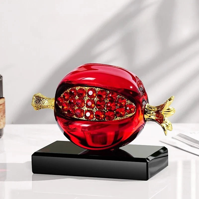Afralia™ Crystal Pomegranate Figurine | Transparent Fruit Sculpture for Home Decoration