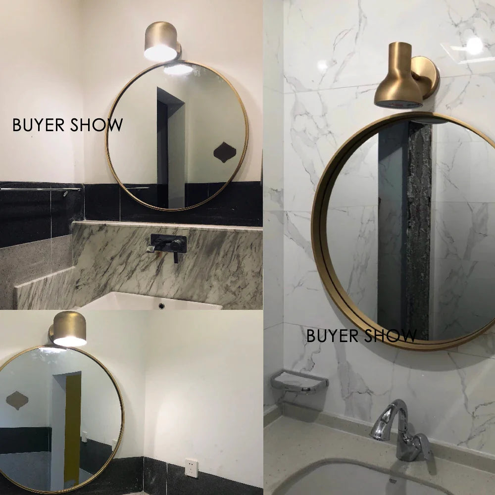 Afralia™ Gold Iron Vintage Wall Lamp, Modern American Style, LED Mirror Light E27