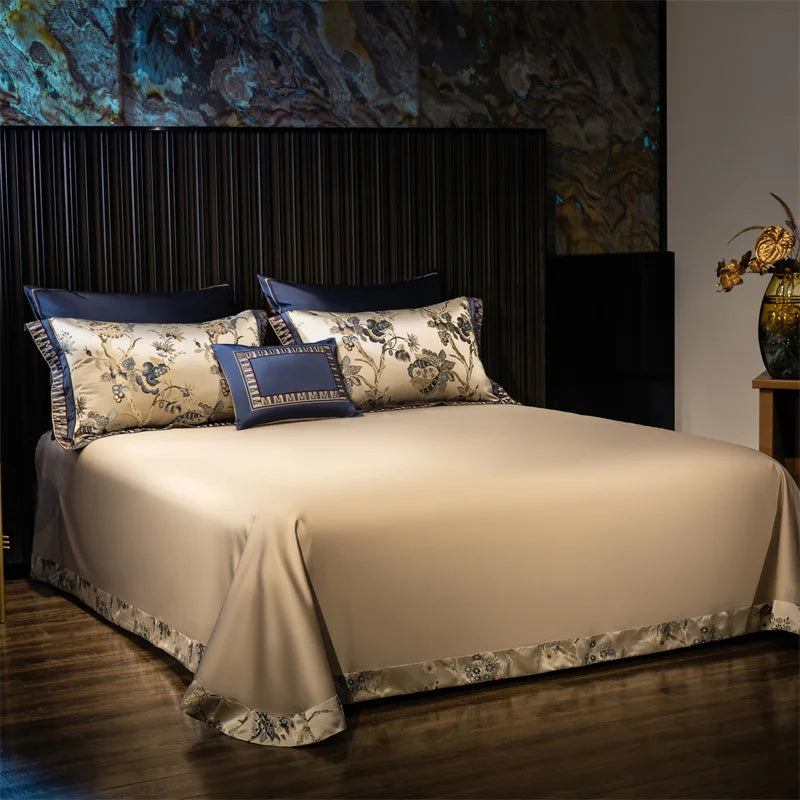 Afralia™ Satin Jacquard Egyptian Cotton Bedding Set with Silky Duvet Cover