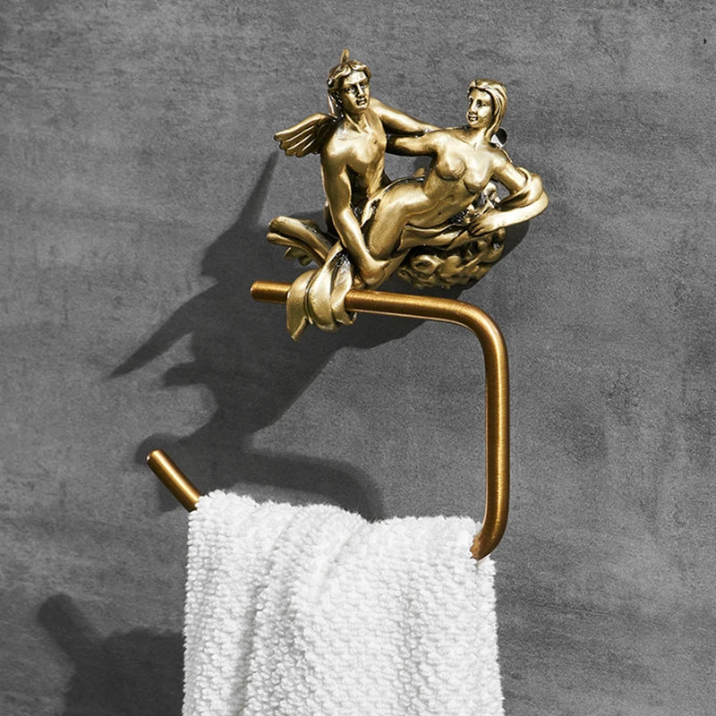 Afralia™ Bronze Towel Rack: Wall Mounted Brush Towel Ring for Romantic Series Shower Room