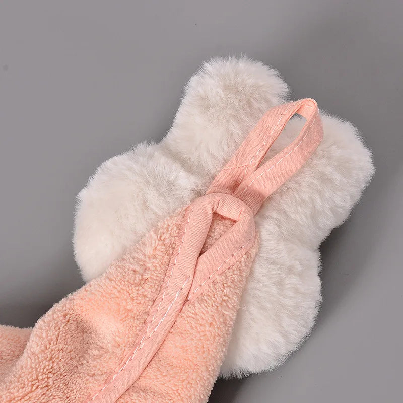 Afralia™ Cartoon Rabbit Coral Fleece Hand Towel: Soft, Absorbent, Quick-Dry Terry Towel