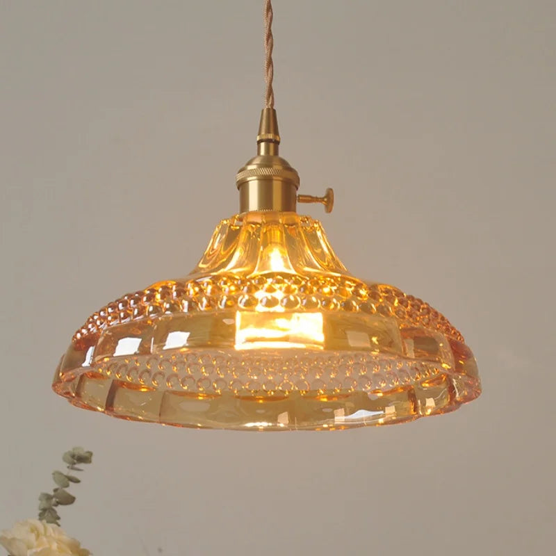 Afralia™ Orange Glass LED Pendant Lights with Knob Switch, Nordic Design