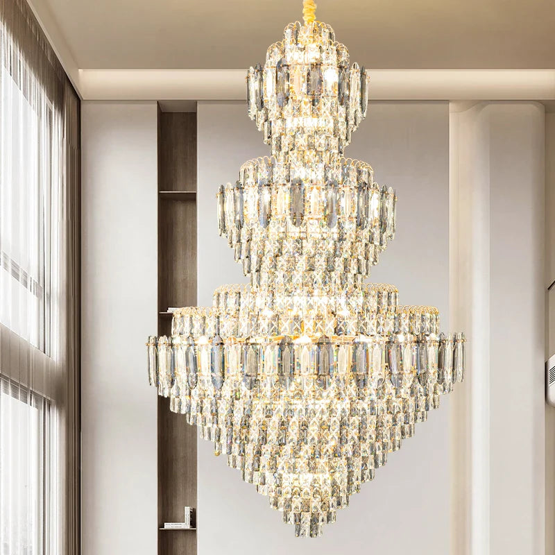 Afralia™ Sparkle Spiral Staircase Chandelier - Modern High Living Room Crystal Light