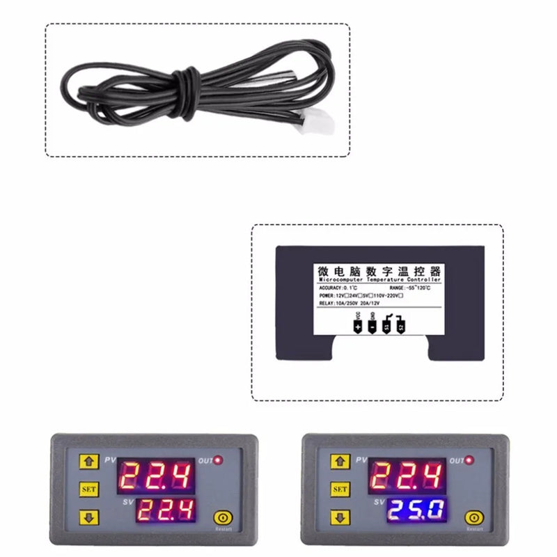 Afralia™ Dual LED Temperature Controller Thermostat for Heat Cooler - Digital Temp Regulator