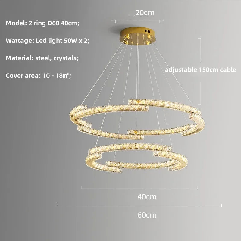 Afralia™ Oval Steel LED Pendant Lights with K9 Crystals