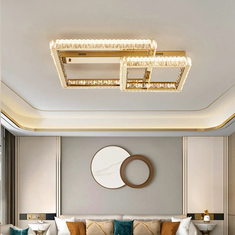 Afralia™ Luxury LED Crystal Ceiling Chandelier for Modern Living Room Lighting